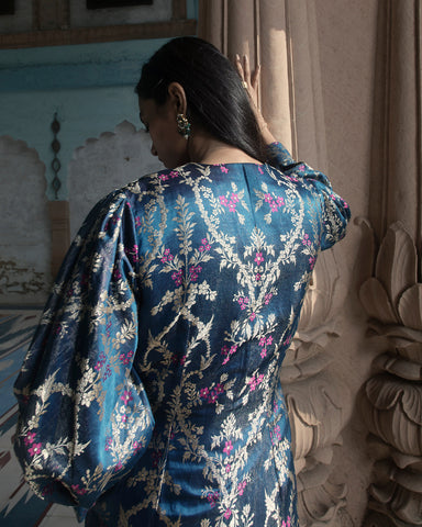 'Mohar' Neel Brocade Benarasi Handloom Jacket