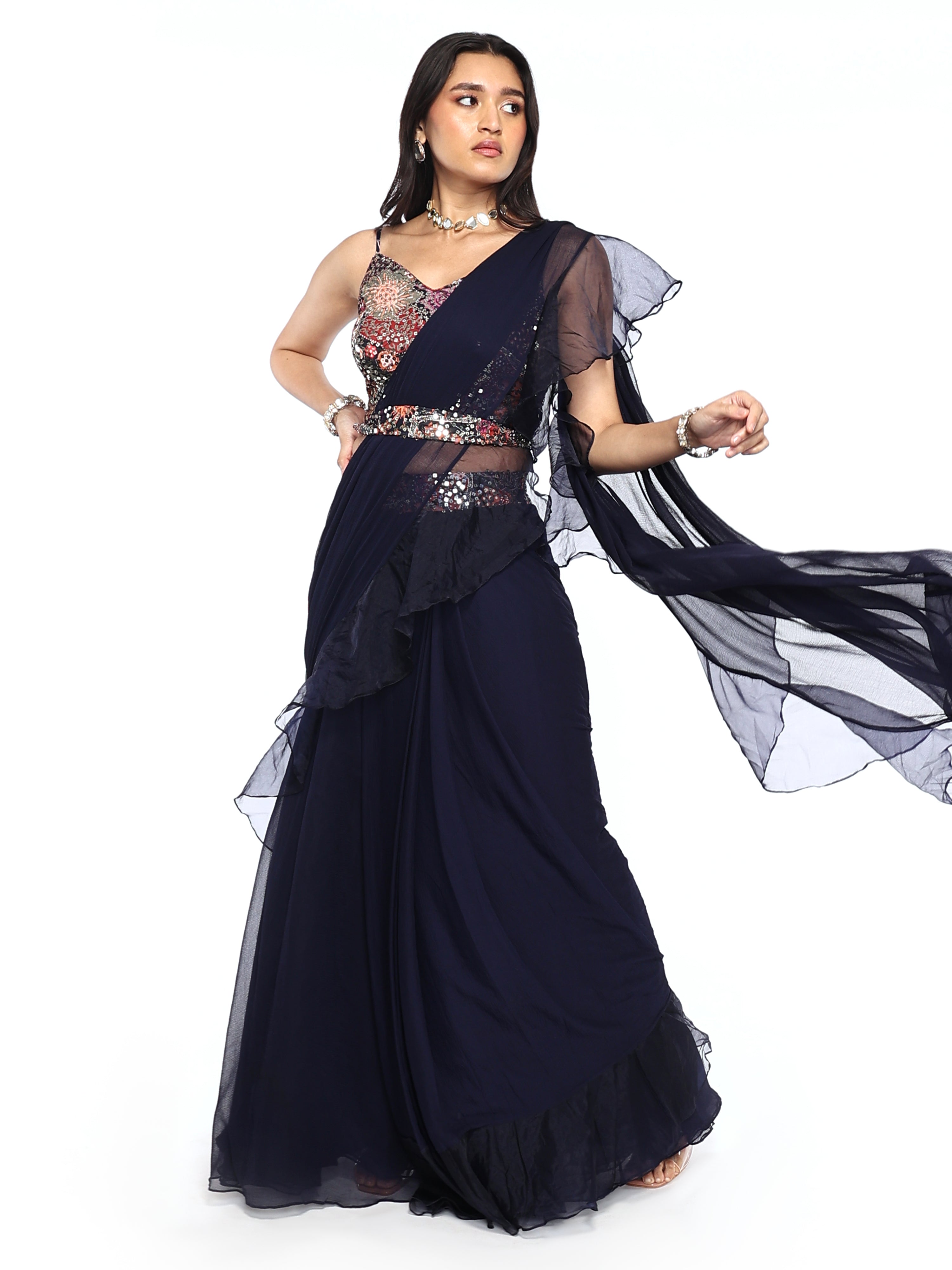 Predraped Saree with Blouse