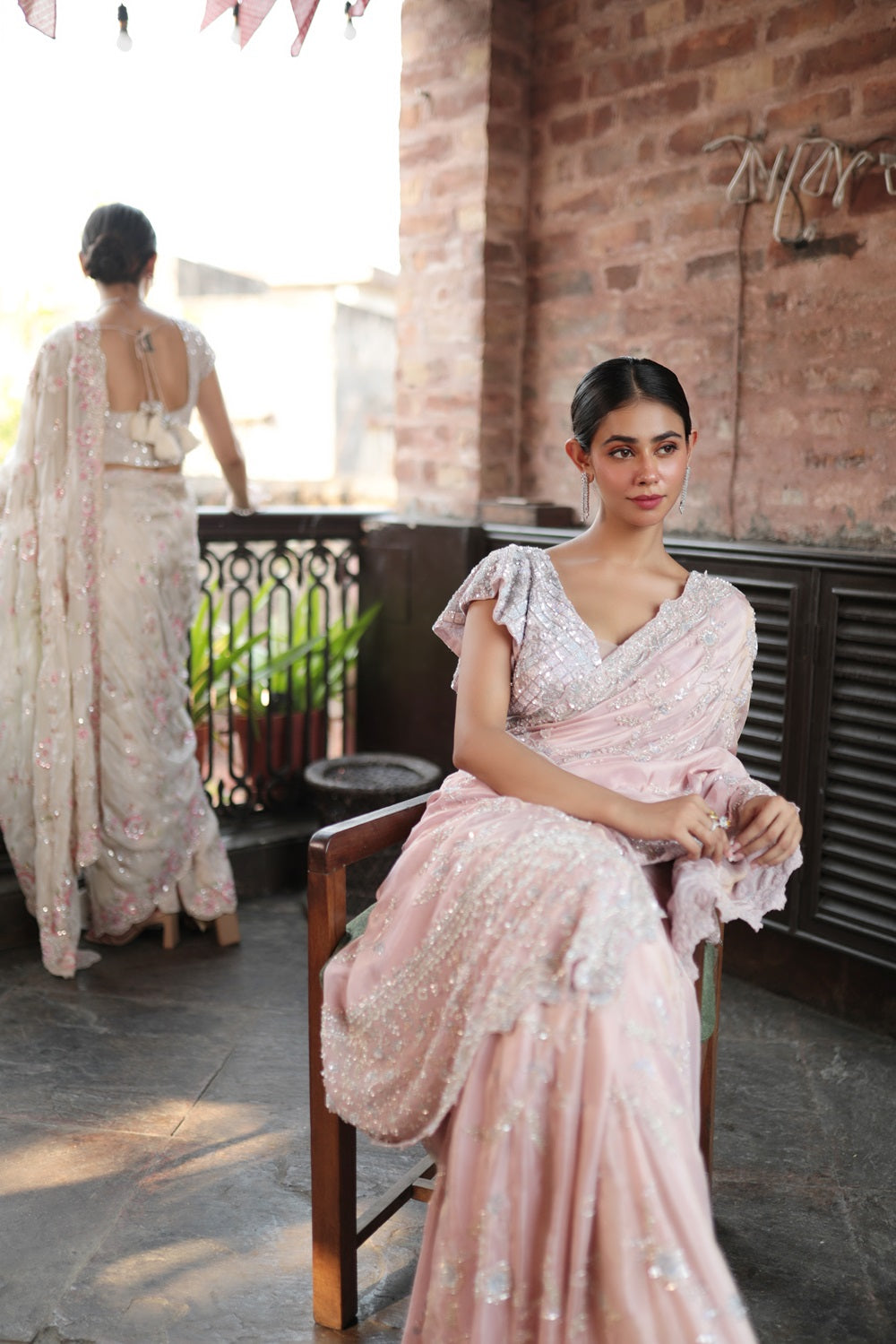 PINK EMBROIDERED SAREE