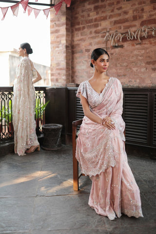 PINK EMBROIDERED SAREE