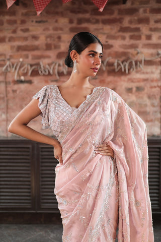 PINK EMBROIDERED SAREE