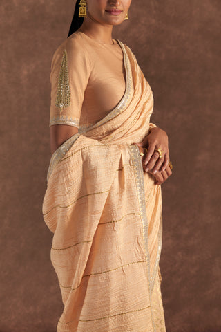 BEIGE CRUSHED HONEYCOMB SAREE