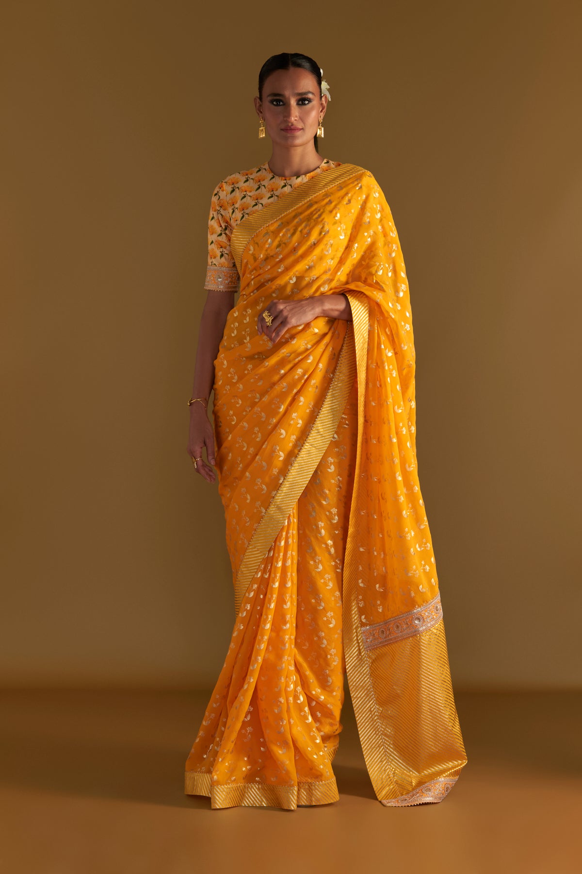 MANGO YELLOW SPRINGBUD SAREE