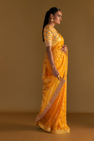 MANGO YELLOW SPRINGBUD SAREE