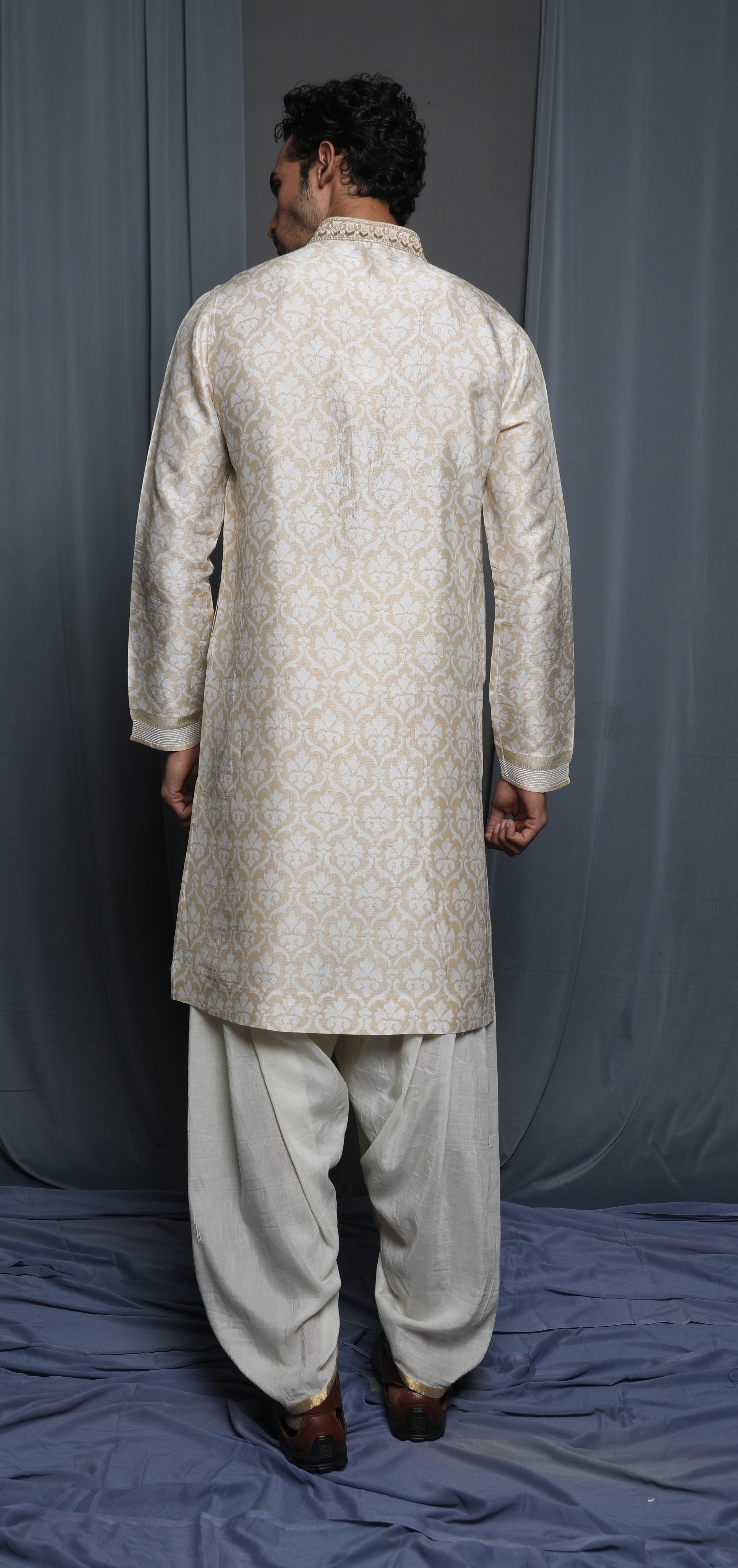 Beige printed kurta