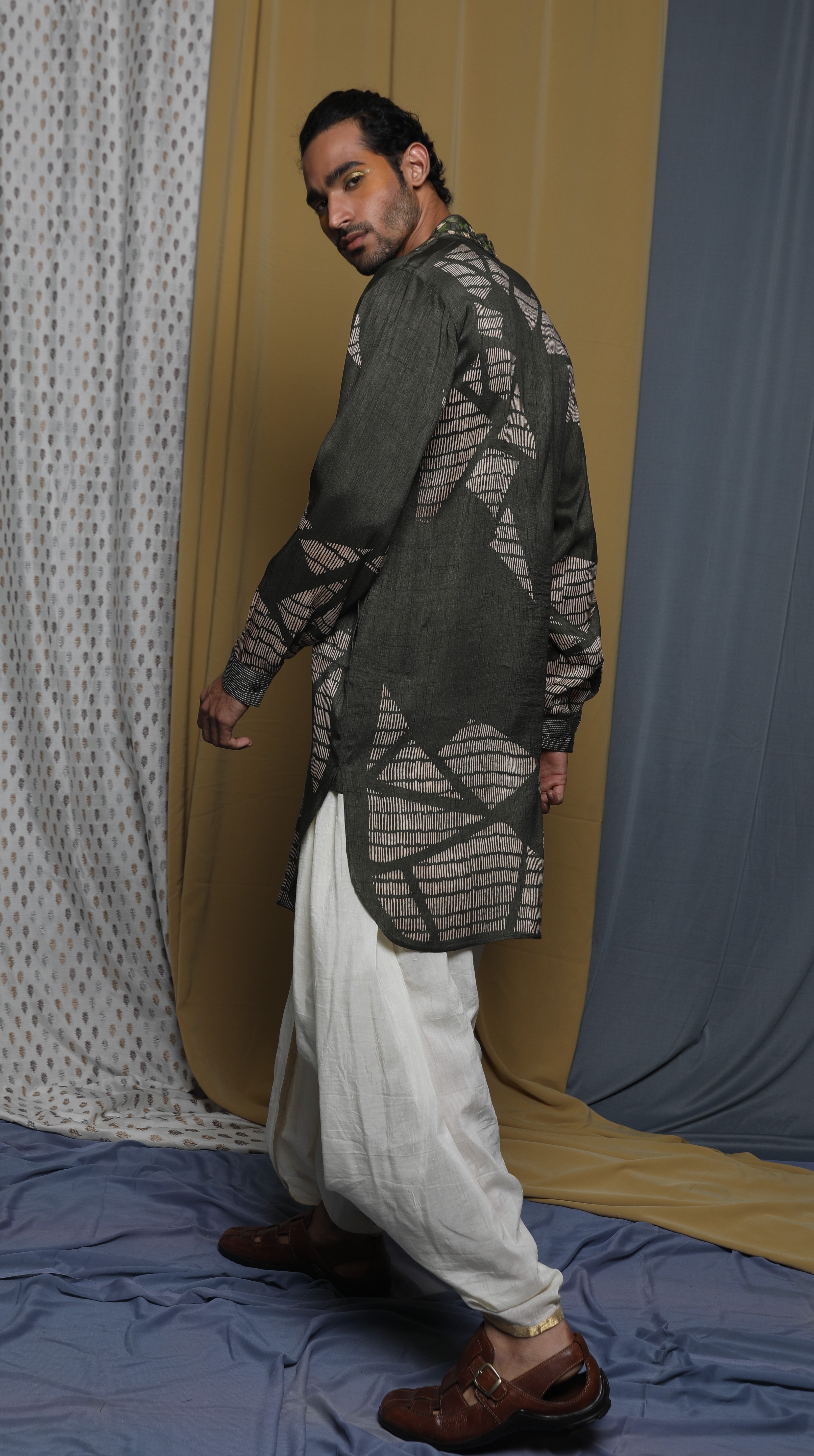 Olive printed kurta