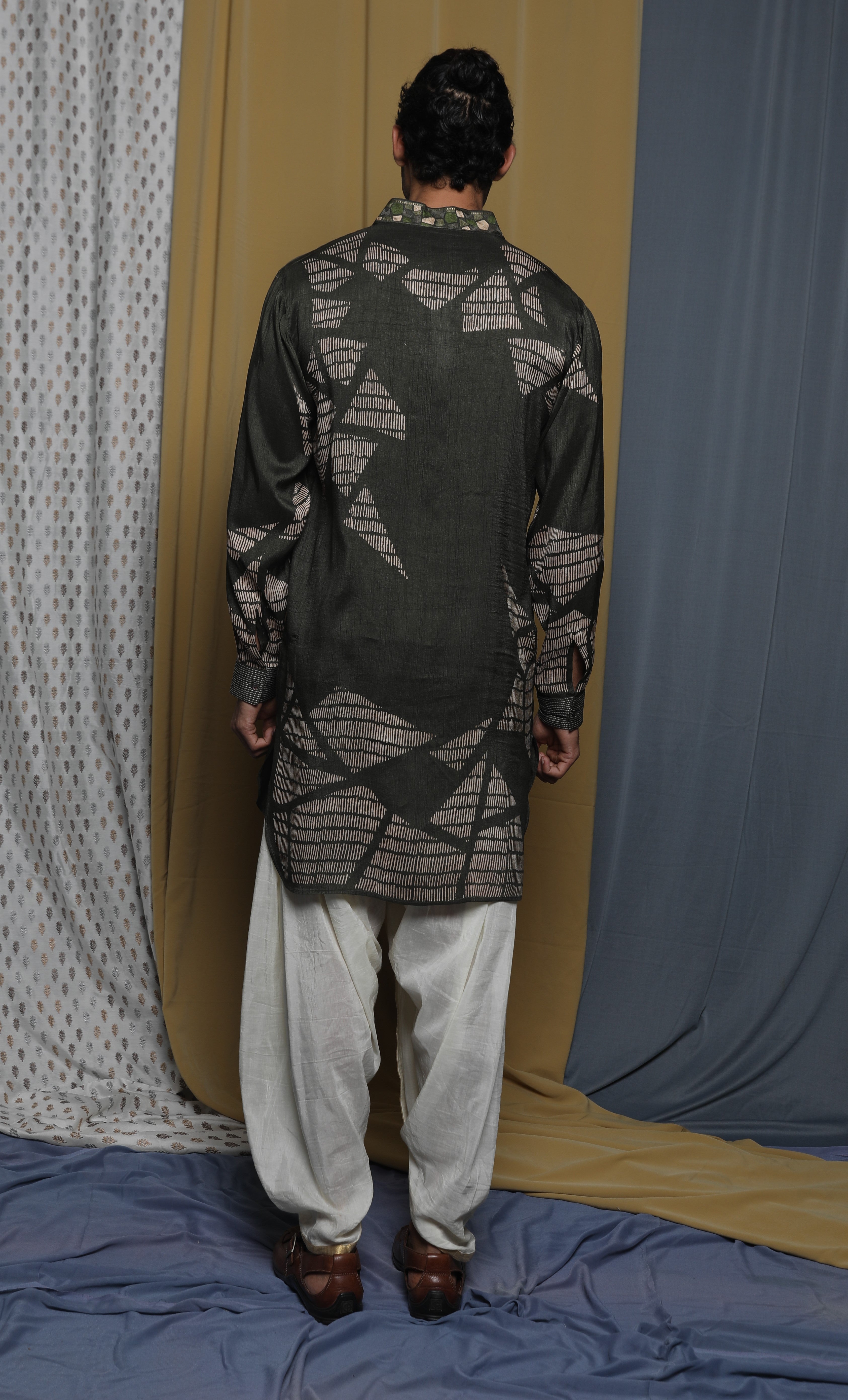 Olive printed kurta