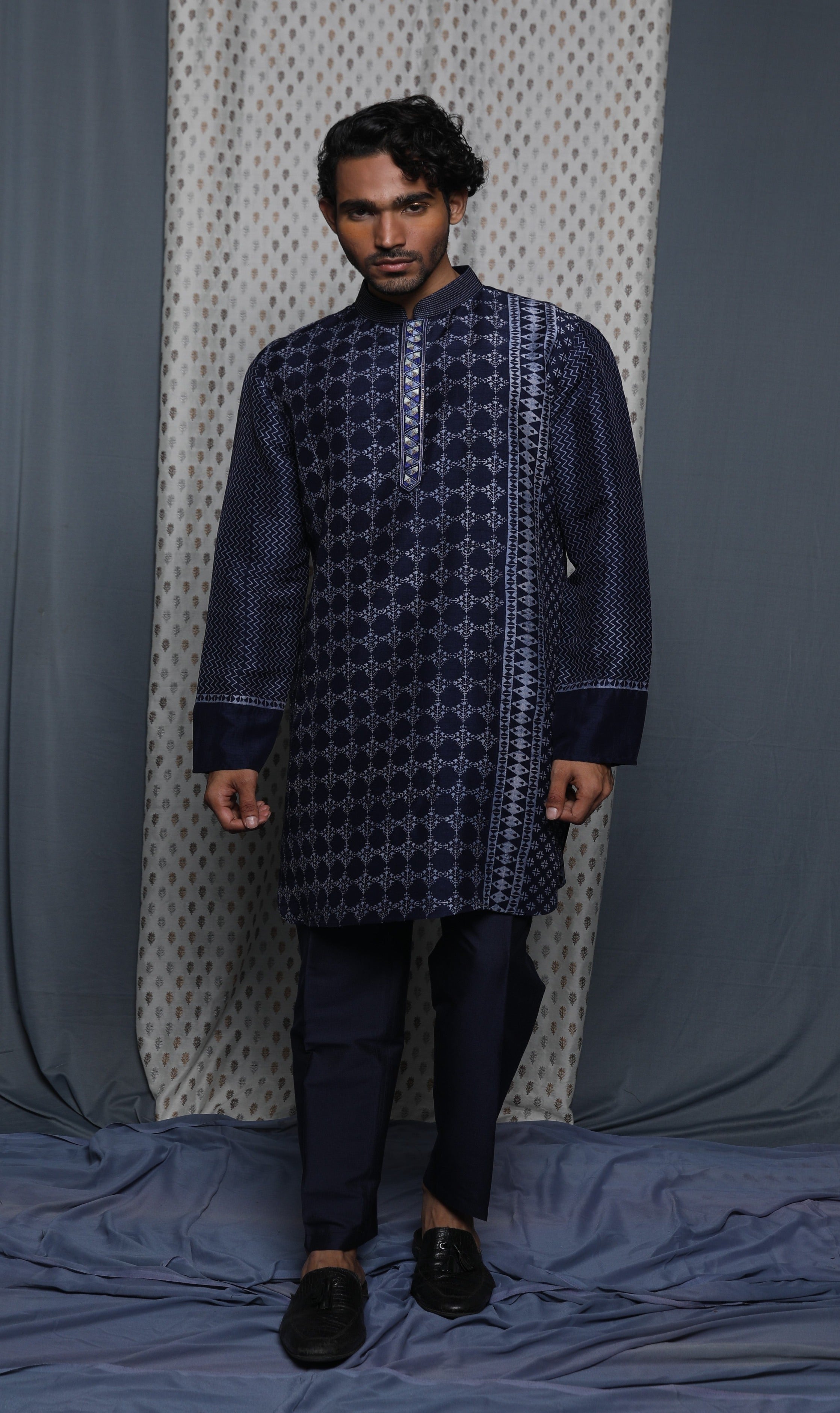 Indgo printed kurta