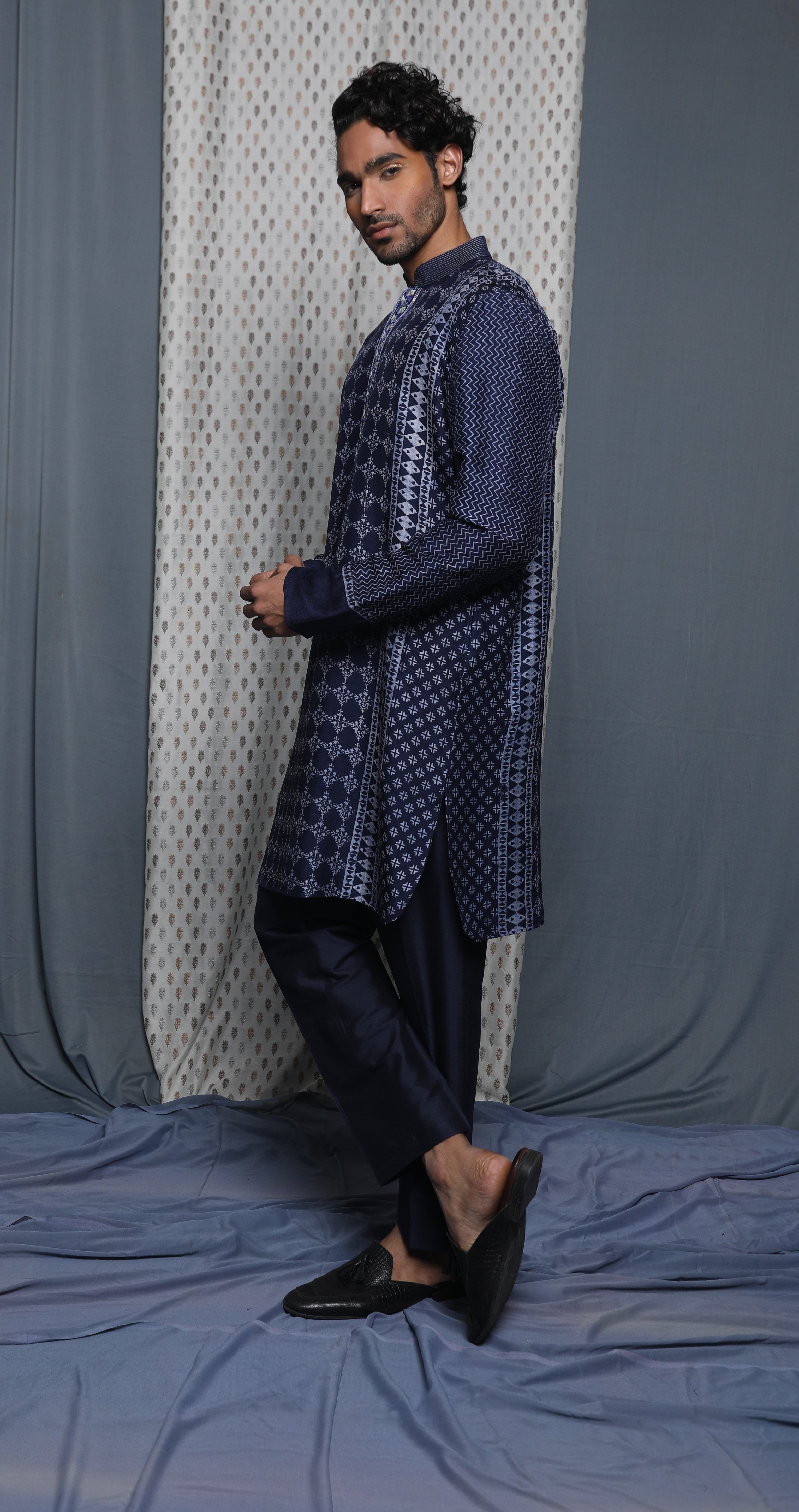 Indgo printed kurta