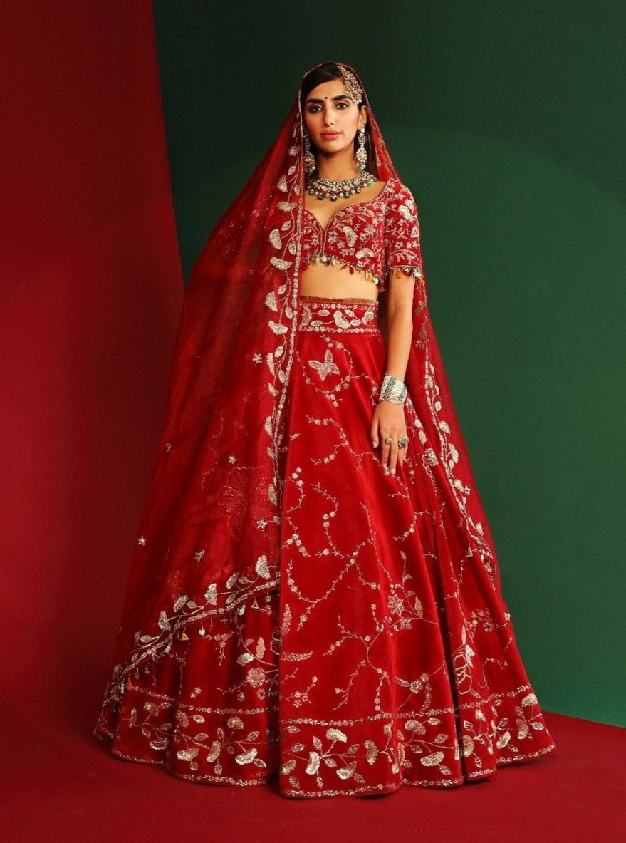 Sindoori red embroidered lehenga set