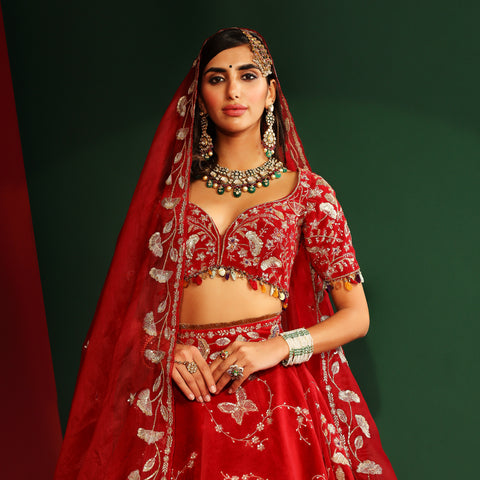 Sindoori red embroidered lehenga set