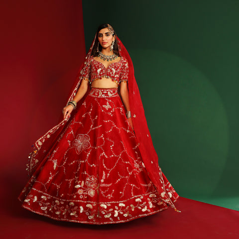 Sindoori red embroidered lehenga set