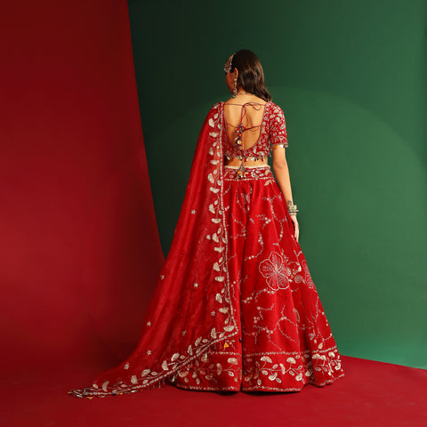 Sindoori red embroidered lehenga set