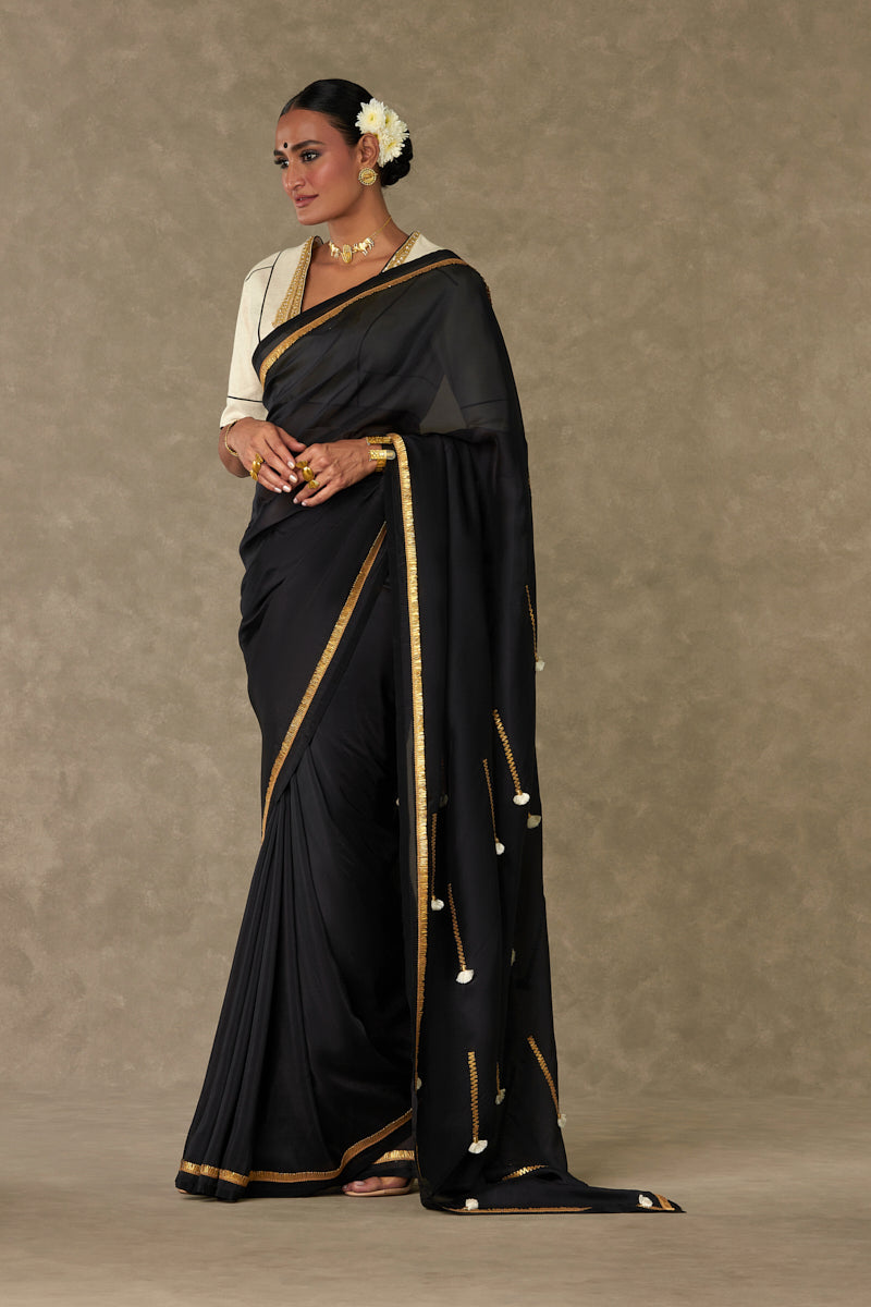 Black Tassel Gota Saree