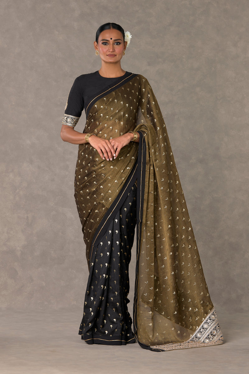 Black Winegarden Tissue Saree