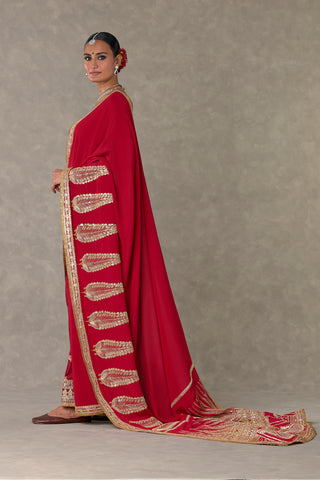 Red Son-Patti Saree