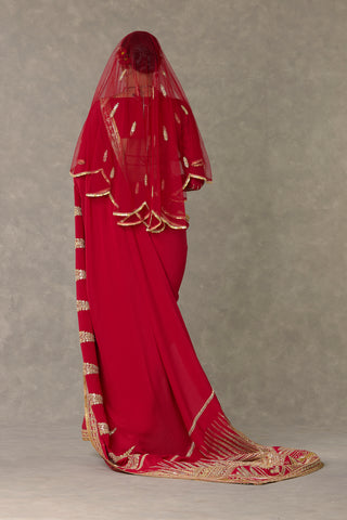 Red Son-Patti Saree