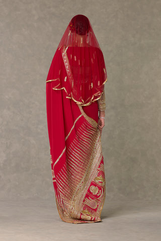 Red Son-Patti Saree