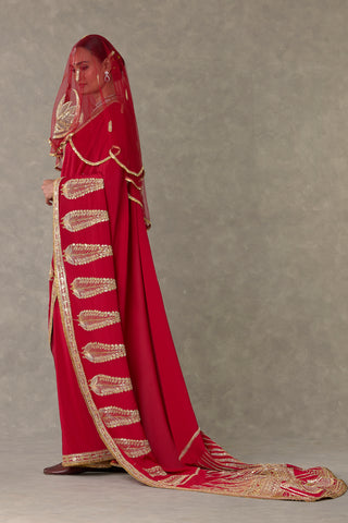 Red Son-Patti Saree