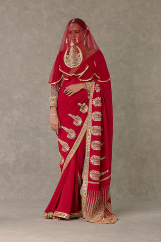 Red Son-Patti Saree