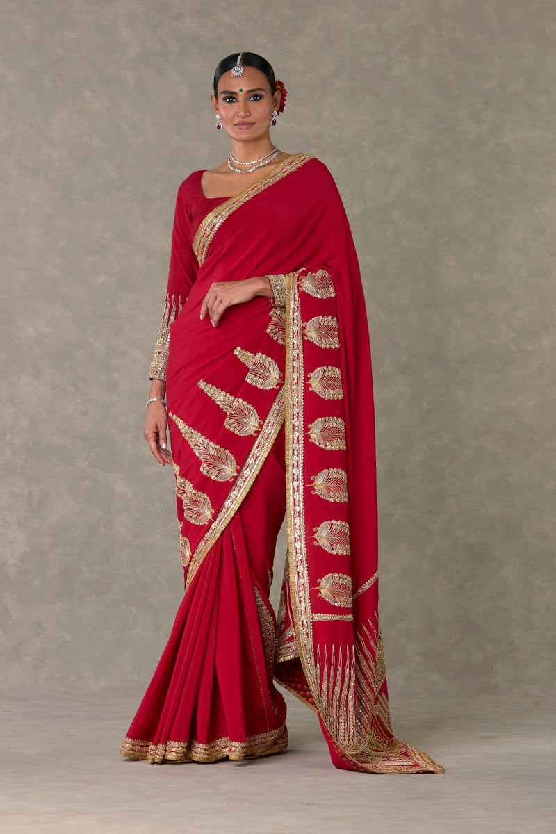 Red Son-Patti Saree