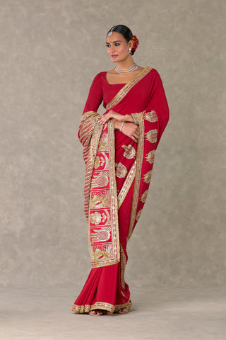 Red Son-Patti Saree