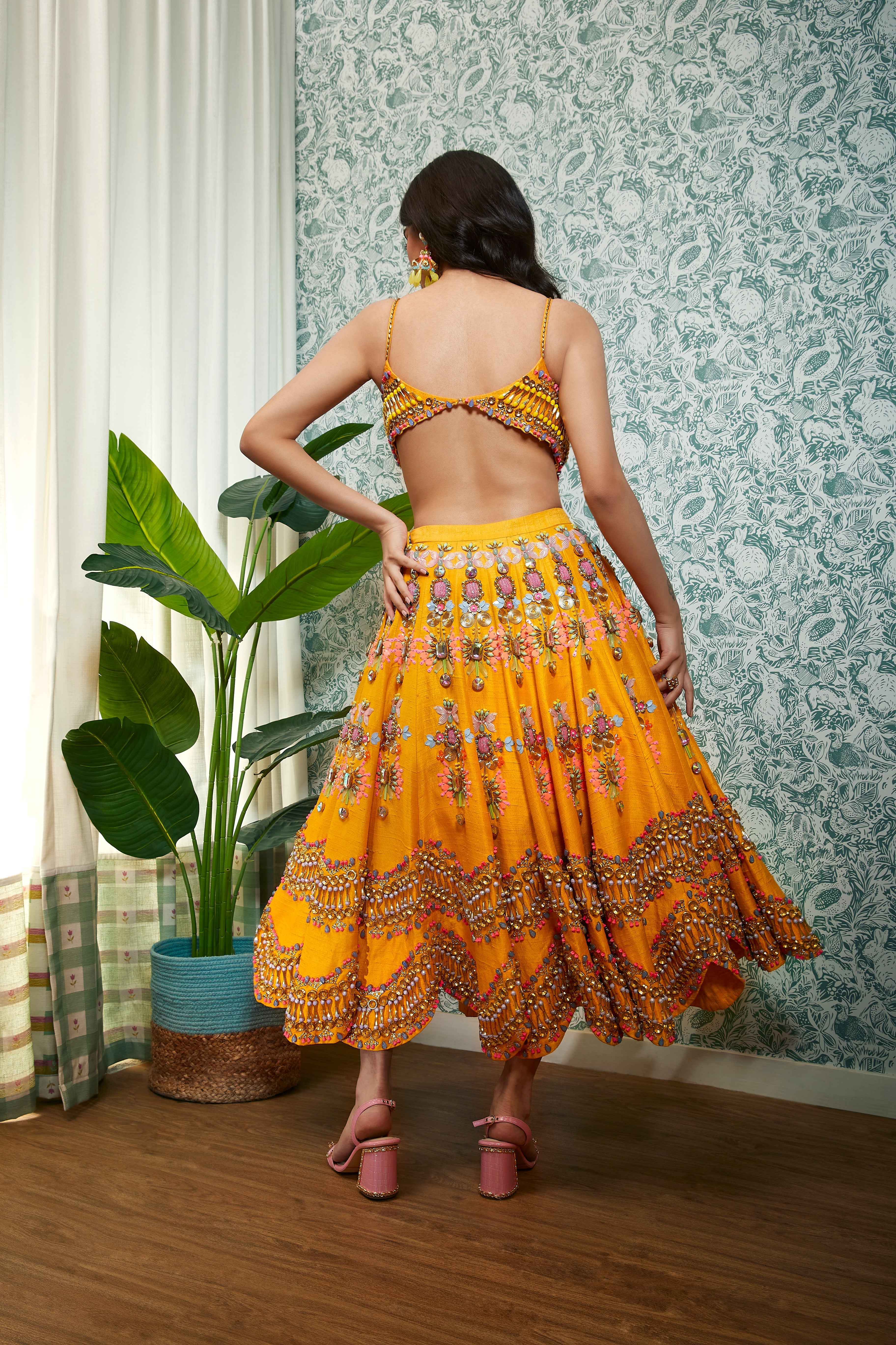 BUMBLEBEE : MANGO EMBELLISHED HALF LEHENGA SET