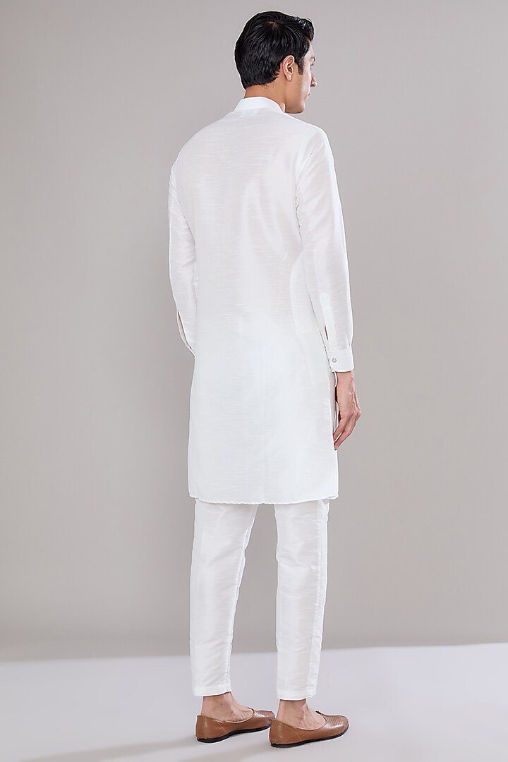 Off White Embroidered Kurta-Jacket Set