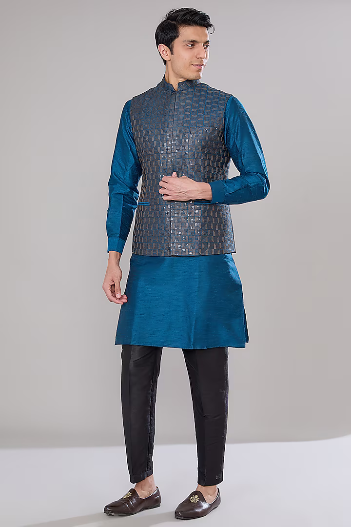 Royal Blue Embroidered Kurta Set