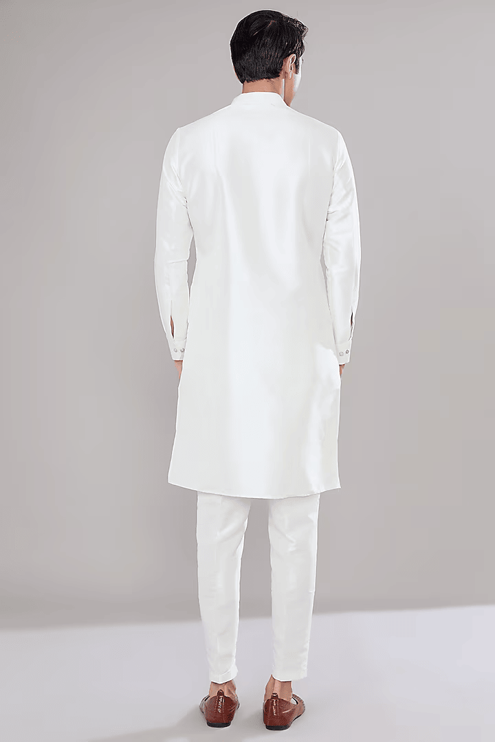 Off White Printed Kurta-Jacket Set