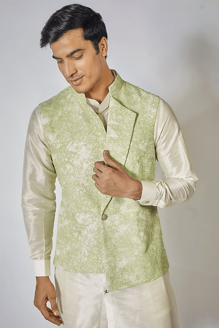 Pista Green Shaded Kurta-Jacket Set