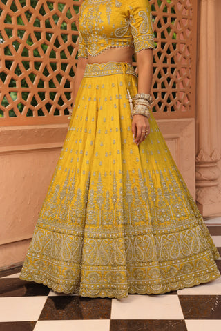 Uzma - Mustard Lehenga with Blouse and Dupatta