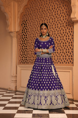 Aasmaa - Purple Lehenga with Choli and Dupatta