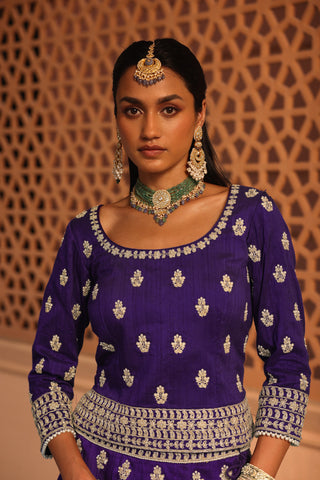 Aasmaa - Purple Lehenga with Choli and Dupatta