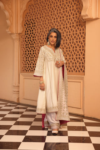 Aiman - Short Knee Length Chauga with Salwar and Odhni