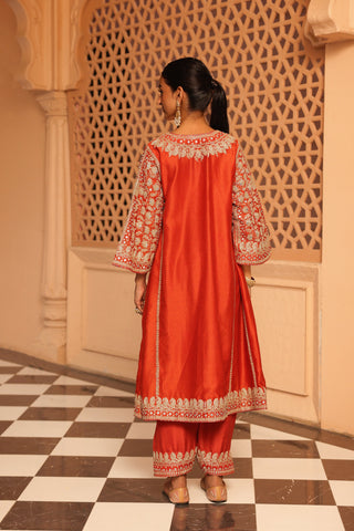 Aiman - Short Knee Length Chauga with Salwar and Khada Dupatta