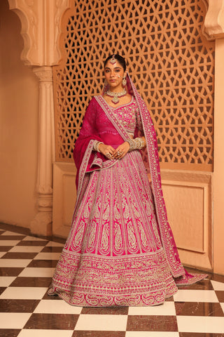 Inaya - Hotpink Lehenga with Blouse and Dupatta