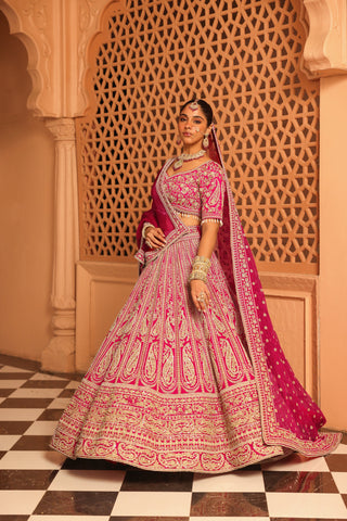 Inaya - Hotpink Lehenga with Blouse and Dupatta