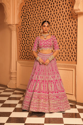 Inaya - Hotpink Lehenga with Blouse and Dupatta