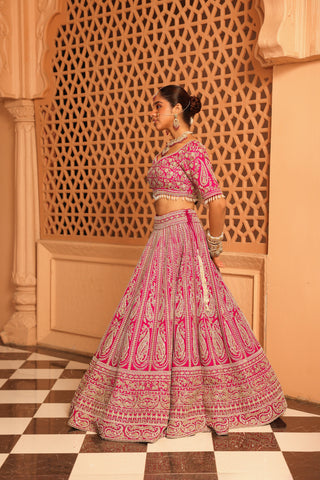 Inaya - Hotpink Lehenga with Blouse and Dupatta