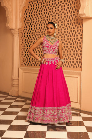 Ilma - Hotpink Lehenga with Blouse and Dupatta