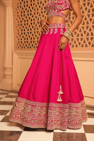 Ilma - Hotpink Lehenga with Blouse and Dupatta