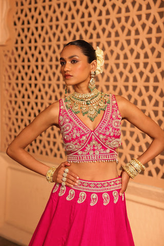 Ilma - Hotpink Lehenga with Blouse and Dupatta