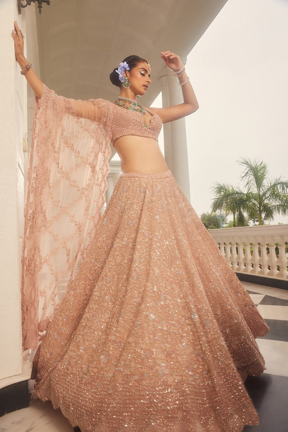 Pink embroidered lehenga