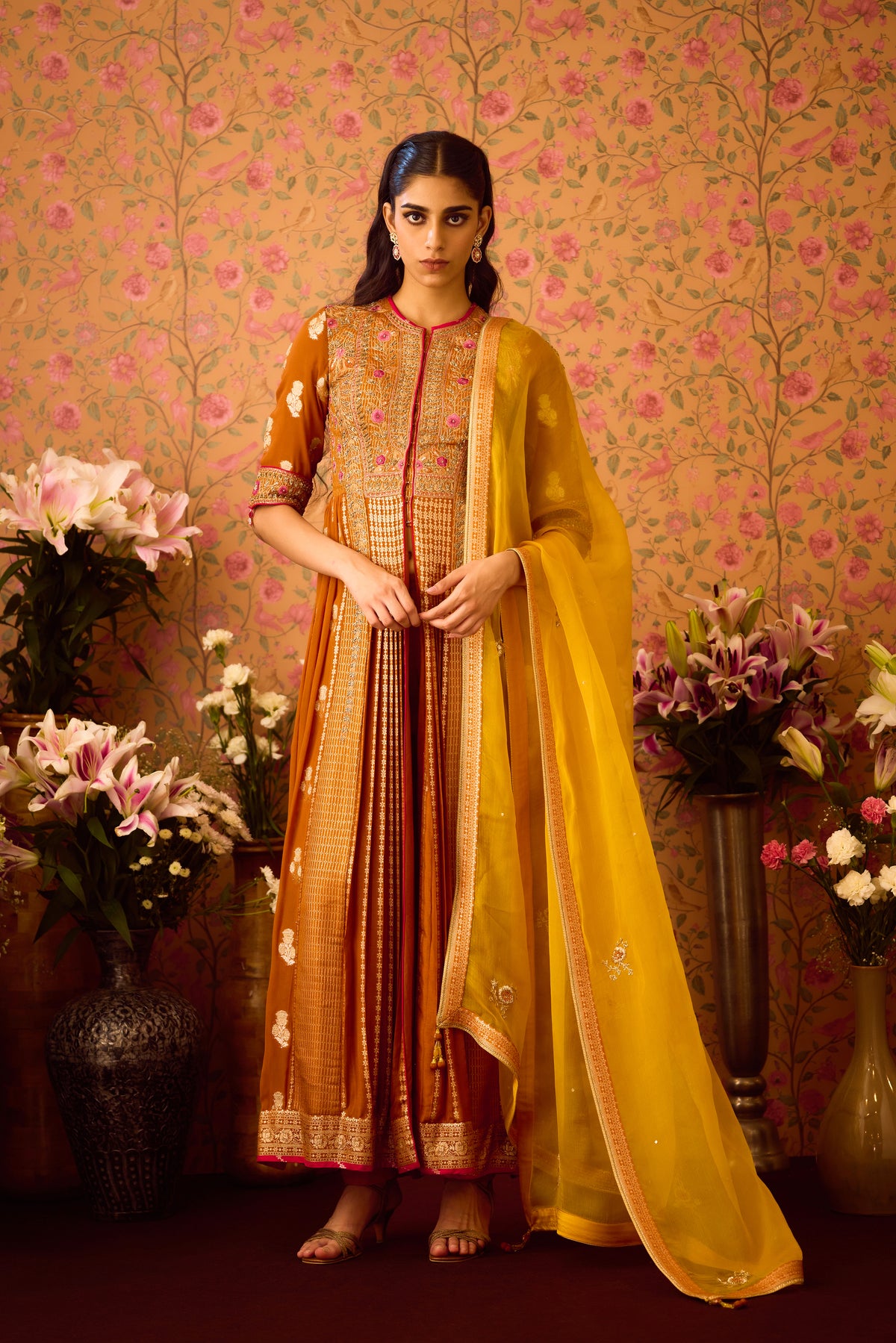 Amber Mustrad Yellow Anarkali Suit