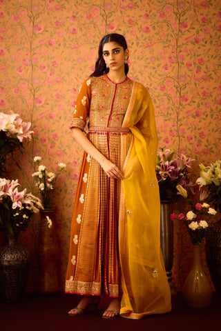 Amber Mustrad Yellow Anarkali Suit