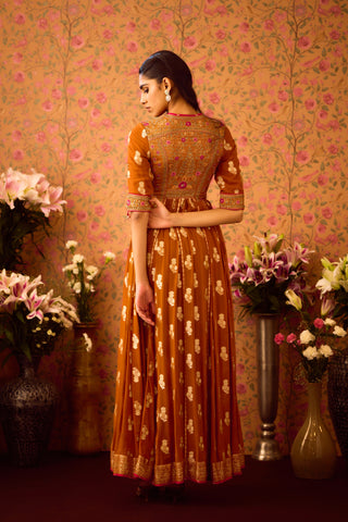 Amber Mustrad Yellow Anarkali Suit