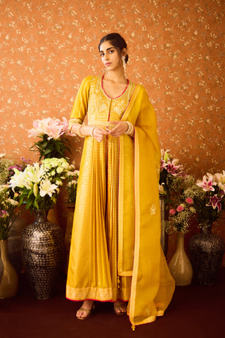 Gold Yellow Mustard Anarkali Suit