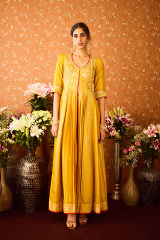 Gold Yellow Mustard Anarkali Suit