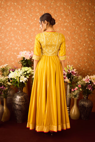 Gold Yellow Mustard Anarkali Suit